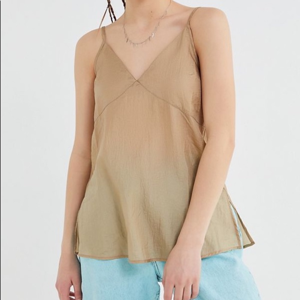 URBAN OUTFITTERS GOLD LOLA NYLON BABYDOLL TANK TOP - Picture 1 of 8